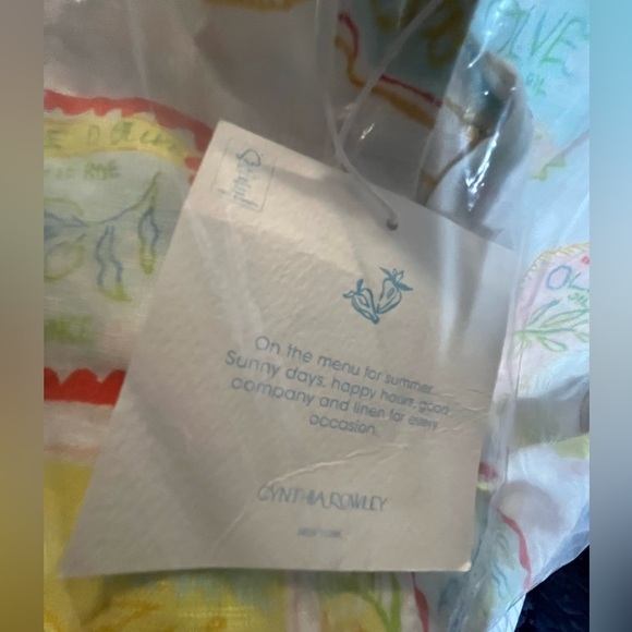 NWT Cynthia Rowley 100% Linen Olive Oil Label Print Button Down Shirt - Picture 7 of 10